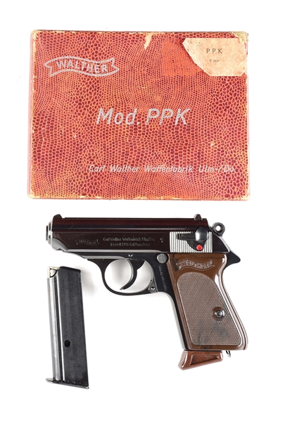 (C) WALTHER PPK WEST GERMANY SEMI AUTOMATIC PISTOL WITH BOX