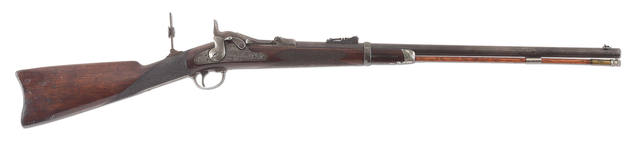 (A) RARE SPRINGFIELD TRAPDOOR MODEL 1875 OFFICERS MODEL SINGLE SHOT RIFLE.