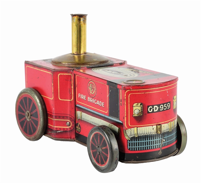 GRAY DUNN FIRE ENGINE BISCUIT TIN.
