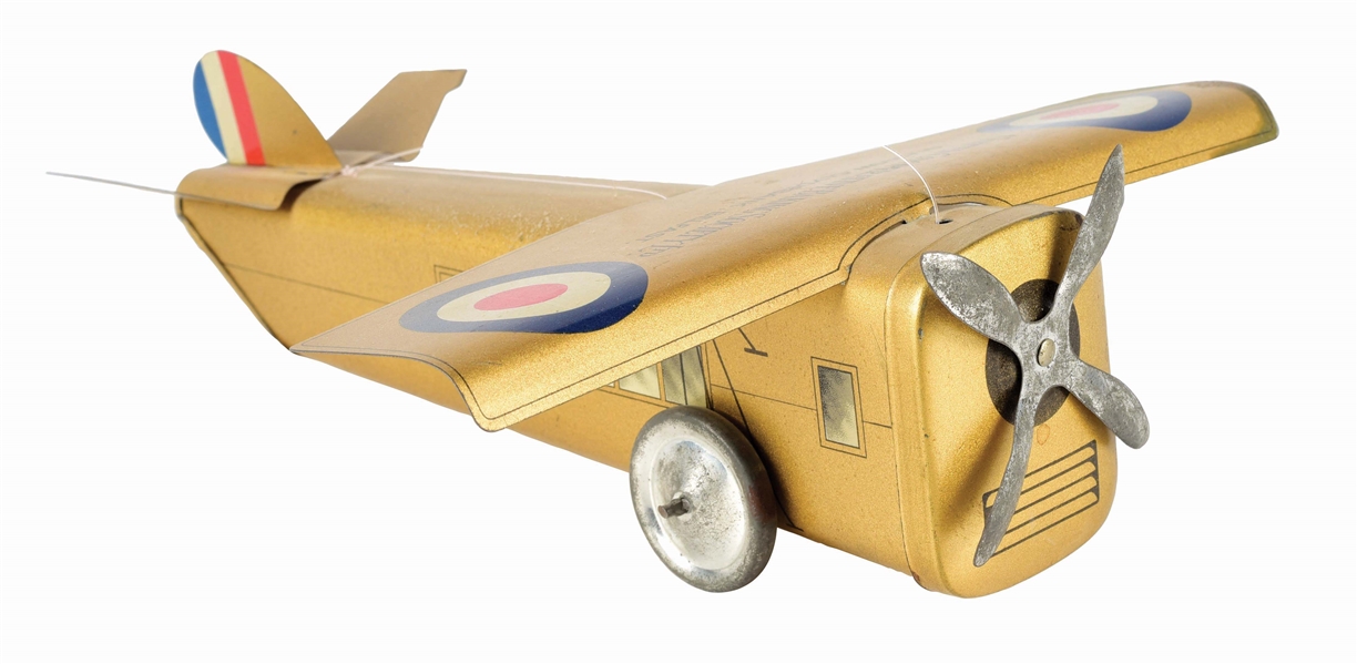 UCBS GOLD MONOPLANE BISCUIT TIN.