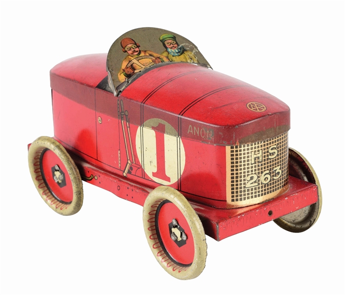 SERPELL & CO RED RACING CAR BISCUIT TIN. 