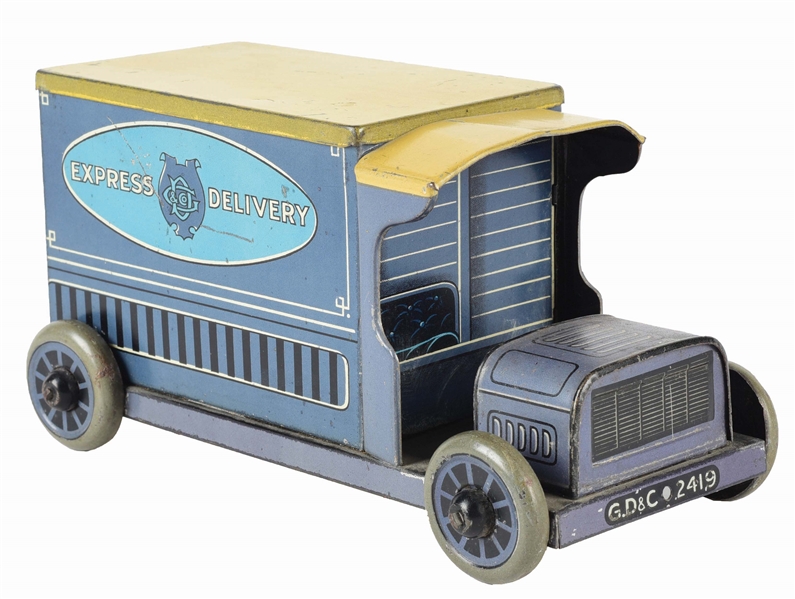 GRAY & DUNN EXPRESS DELIVERY TRUCK BISCUIT TIN. 