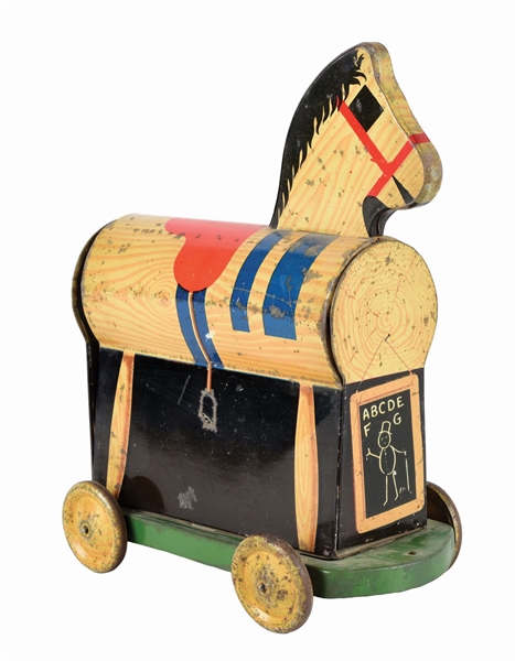 HORSE ON WHEELS BISCUIT TIN. 