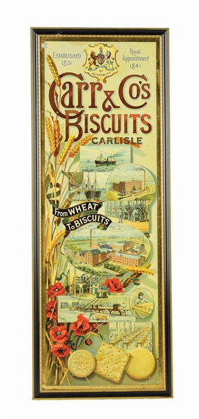 FRAMED CARR BISCUITS LITHO TIN ADVERTISEMENT.
