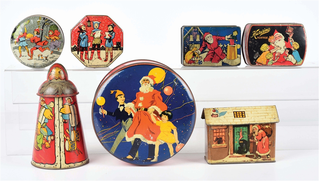LOT OF 7: BISCUIT TINS.
