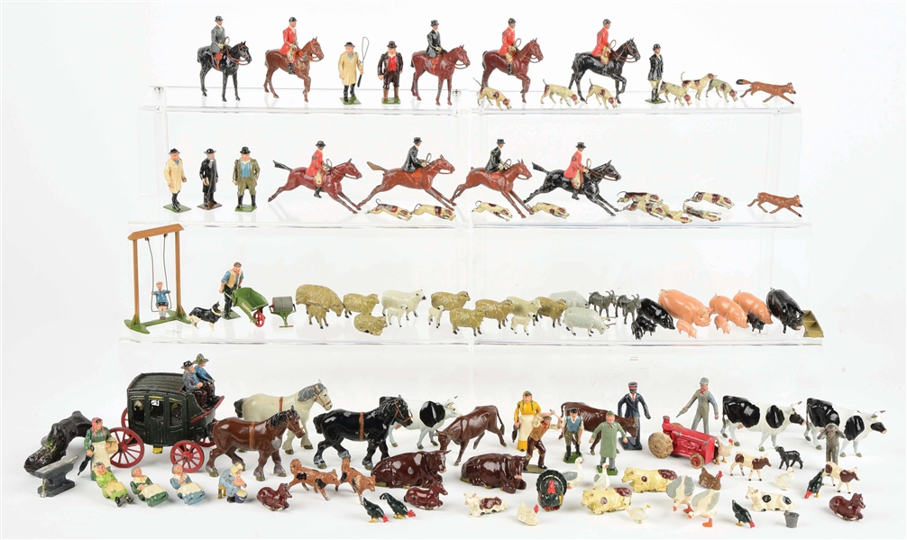 NICE COLLECTION OF MOSTLY BRITAINS MADE IN ENGLAND PEOPLE AND ANIMAL FIGURES.