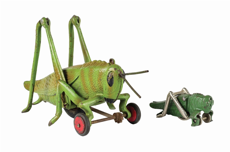 LOT OF 2: PAIR OF HUBLEY CAST IRON GRASSHOPPERS. 