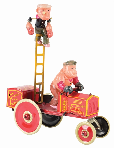 MARX TIN LITHO WIND-UP POPEYE FUNNY FIGHTERS TOY.