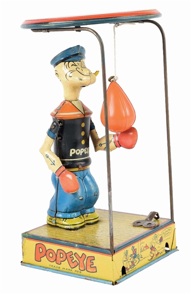 CHEIN TIN LITHO WIND-UP POPEYE OVERHEAD PUNCHER TOY.