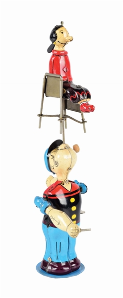 JAPANESE LINEMAR POPEYE SPINNING OLIVE OYL IN CHAIR TOY.