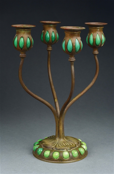 TIFFANY STUDIOS 4-ARM BLOWN OUT CANDLESTICK