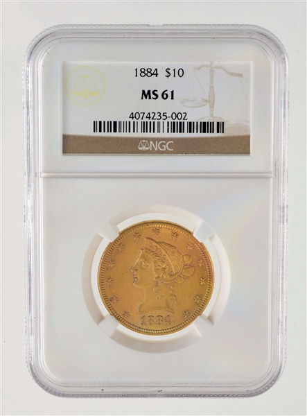 1884 $10 GOLD LIBERTY COIN.