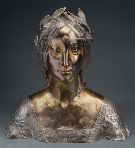 FRENCH NOUVEAU CAST BRONZE BUST OF OPHELIA BY CALEP ANTOON.