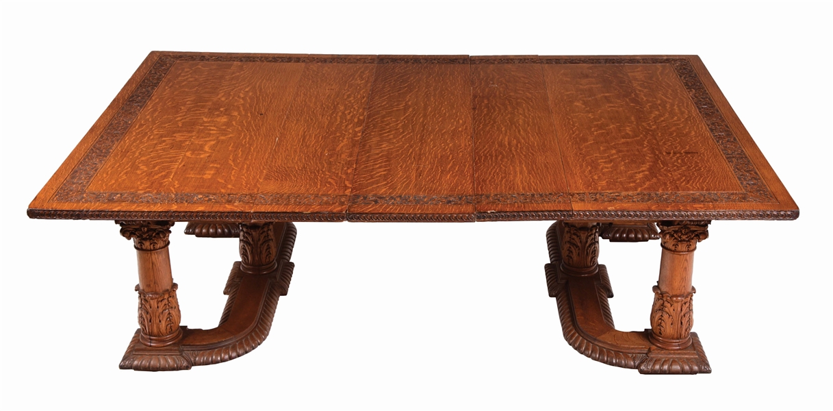 ENGLISH VICTORIAN OAK DINING TABLE.