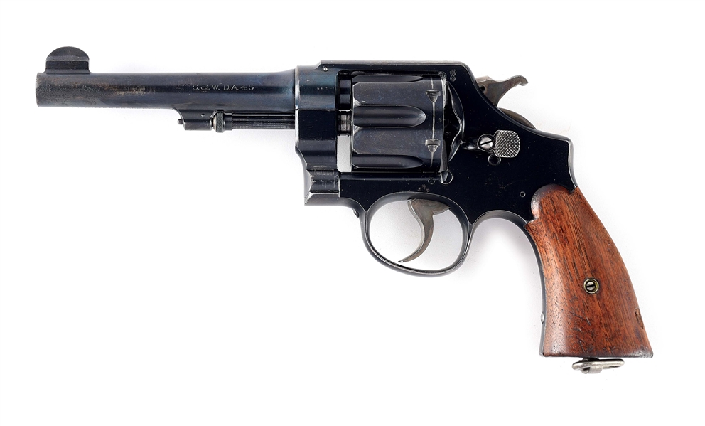 (C) SMITH & WESSON MODEL 1917 DOUBLE ACTION REVOLVER WITH FULL AND HALF MOON CLIPS.