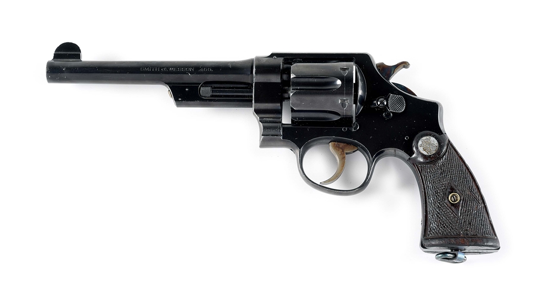 (C) SMITH & WESSON HAND EJECTOR 1ST MODEL TRIPLE LOCK DOUBLE ACTION REVOLVER .455 MARK II 