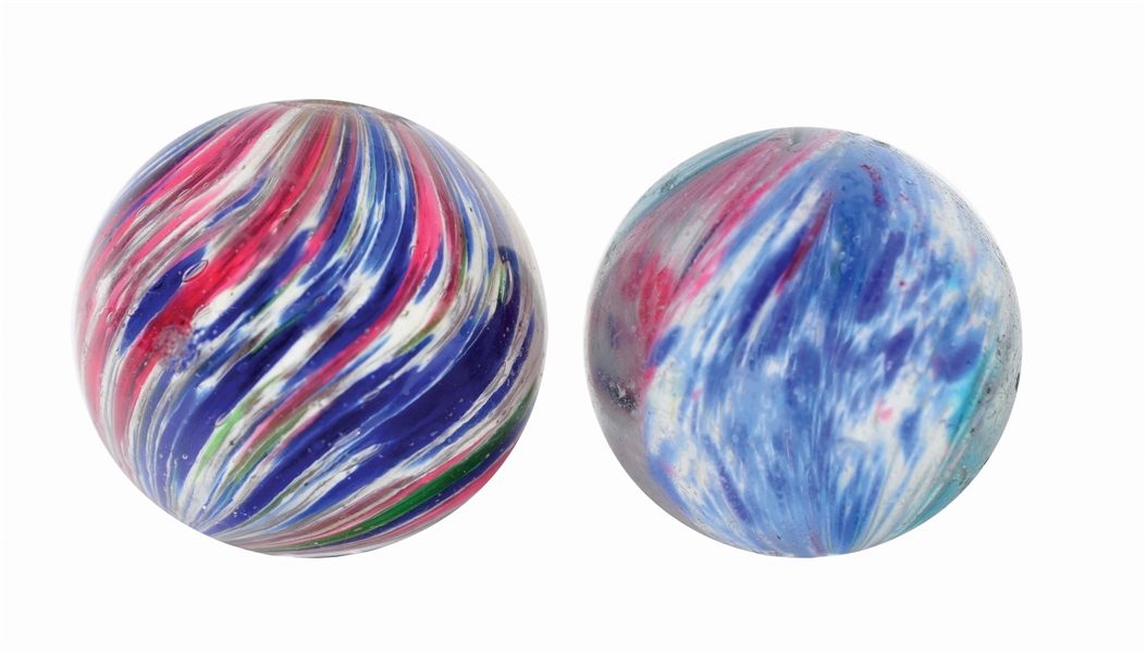 LOT OF 2: ONIONSKIN MARBLES.