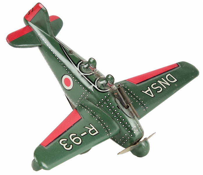 JAPANESE TIN LITHO WIND-UP MILITARY AIRPLANE TOY.