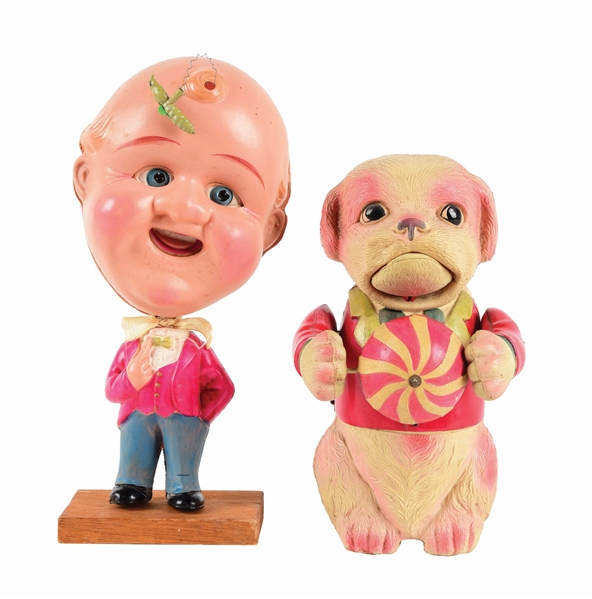 LOT OF 2: ANIMAL AND CHARACTER-TYPE PRE-WAR JAPANESE CELLULOID WIND-UP TOYS.