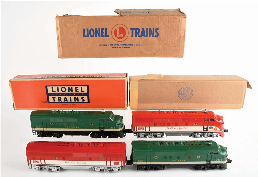 LOT OF 4: LIONEL NO. 2356 SOUTHERN AND NO. 2245 TEXAS SPECIAL.
