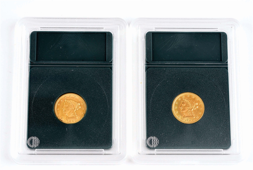 LOT OF 2: $2 1/2 GOLD COINS.