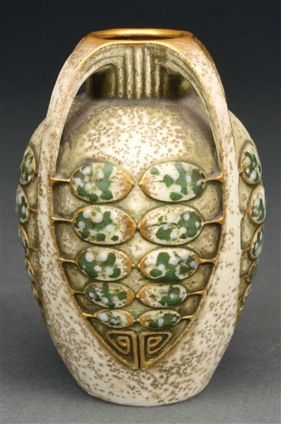 ERNST WAHLISS PAUL DACHSEL DESIGNED STYLIZED FOUR-HANDLED VASE.