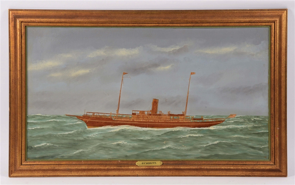 FRAMED BOAT PAINTING BY THOMAS WILLIS.