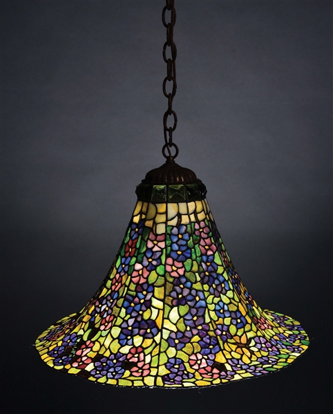 ANTHONY HART LEADED GLASS HANGING LAMP.