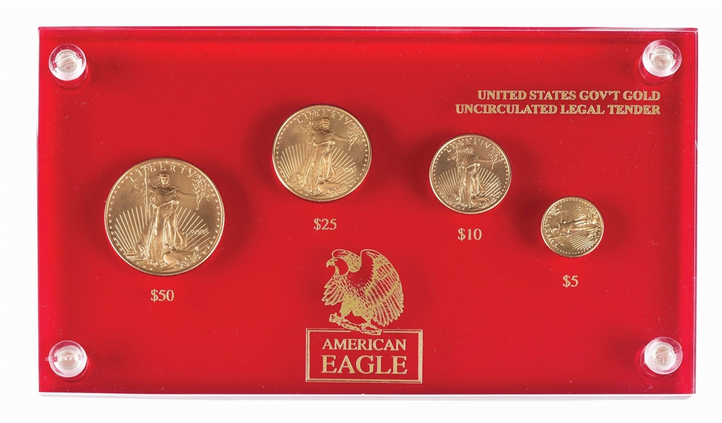 2001 AMERICAN EAGLE 4 COIN GOLD SET.