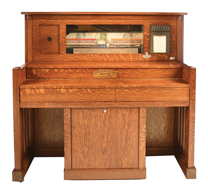 NATIONAL AUTOMATIC MUSIC COMPANY PLAYER PIANO WITH AUTOMATIC CHANGER.