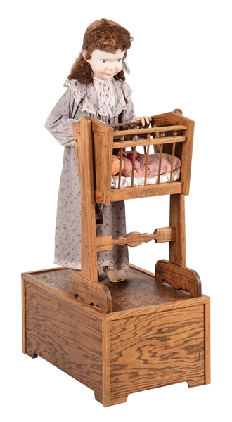 YOUNG GIRL WITH BABY AND CRADLE AUTOMATON.