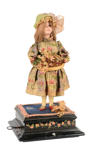 FRENCH YOUNG FLOWER GIRL MUSICAL AUTOMATON.