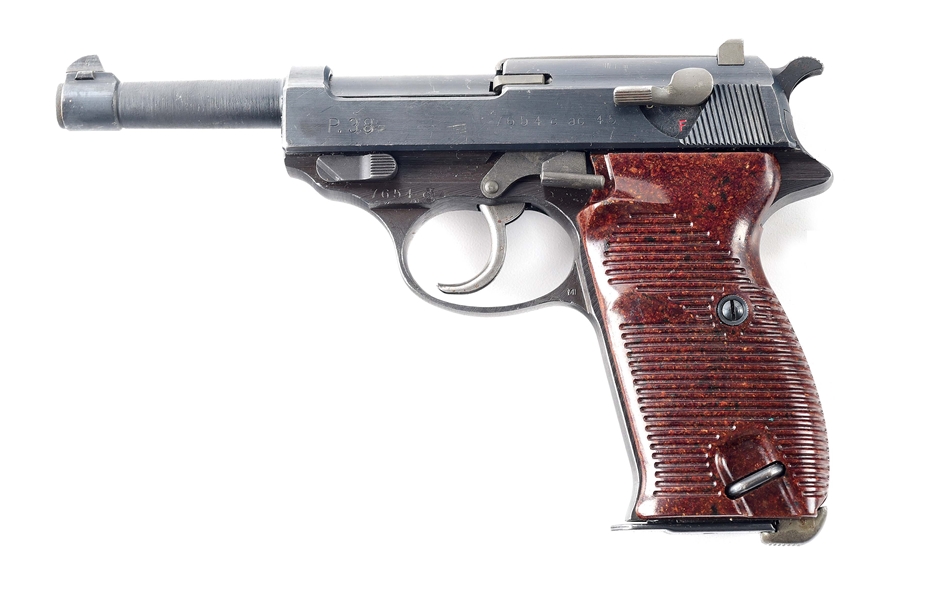(C) RARE LATE-WAR WALTHER "AC/45" CODE P.38 SEMI-AUTOMATIC PISTOL ASSEMBLED ON FN FRAME WITH HOLSTER.