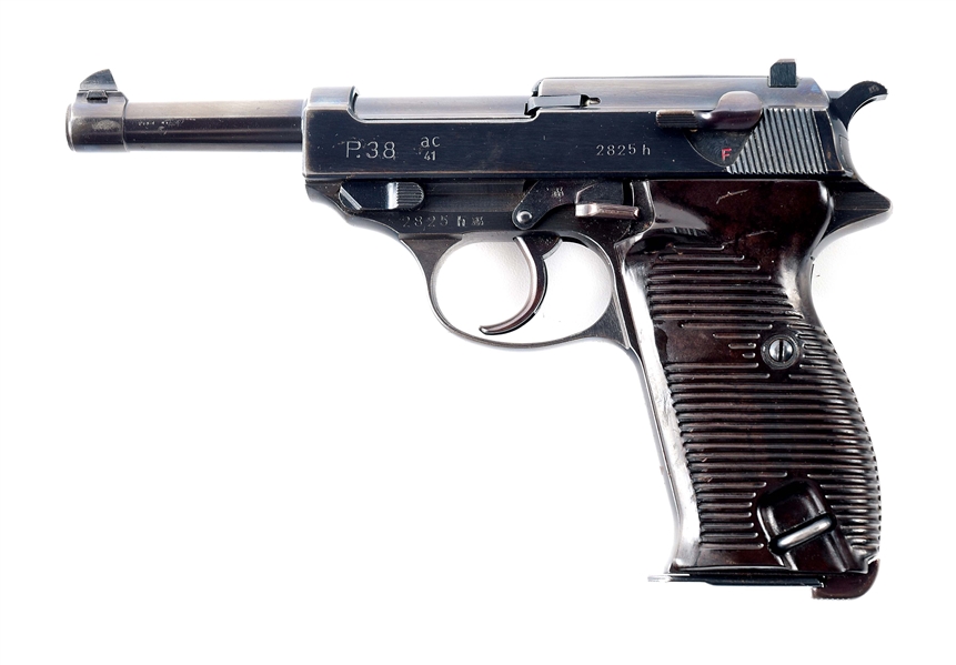 (C) VERY NICE GERMAN WORLD WAR II WALTHER "AC/41" CODE P.38 SEMI-AUTOMATIC PISTOL WITH RARE OAKLEAF "9" HOLSTER.