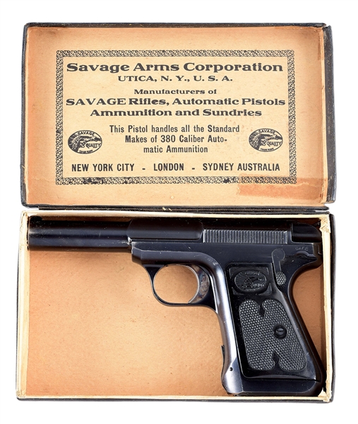 (C) SAVAGE MODEL 1917 SEMI-AUTOMATIC HANDGUN WITH FACTORY BOX.