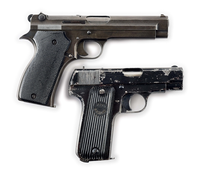(C) LOT OF 2: GERMAN OCCUPATION FRENCH MLE 1935A & UNIQUE SEMI-AUTOMATIC PISTOLS.