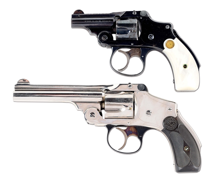 (C) LOT OF 2: SMITH & WESSON .32 SAFETY HAMMERLESS BICYCLE GUN AND .38 SAFETY HAMMERLESS 5TH MODEL REVOLVERS.