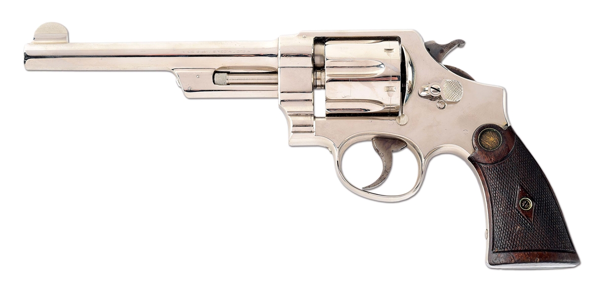 (C) SMITH & WESSON .44 HAND EJECTOR 1ST MODEL TRIPLE LOCK REVOLVER.