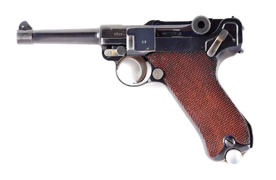(C) PRE-WAR GERMAN MAUSER S/42 G DATE P.08 SEMI-AUTOMATIC PISTOL WITH HOSLTER.