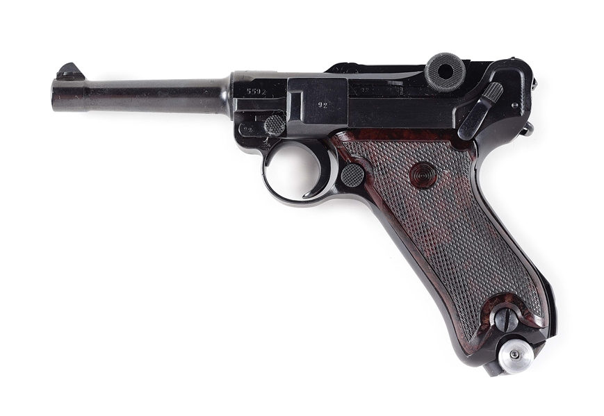 (C) EAST GERMAN REWORKED MAUSER S/42 CODE 1939 DATE P.08 SEMI-AUTOMATIC LUGER WITH HOLSTER.