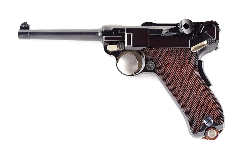 (C) FINE AND MATCHING DWM MODEL 1900 SWISS CONTRACT LUGER SEMI-AUTOMATIC PISTOL WITH HOLSTER.