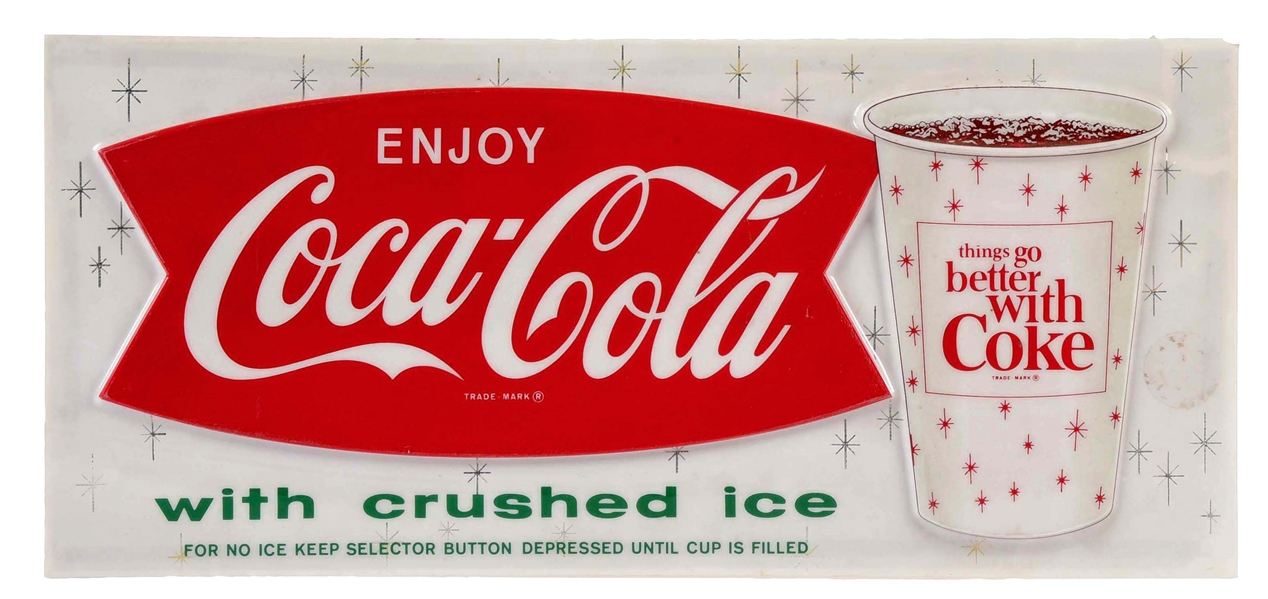 ENJOY COCA-COLA WITH CRUSHED ICE SIGN.
