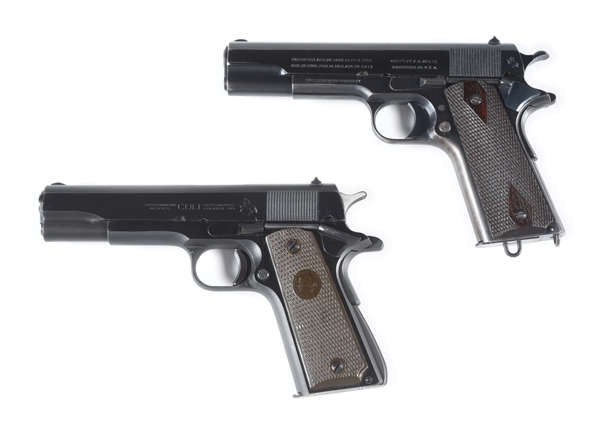 (C) PAIR OF COLT 1911 AND 1911A1 PISTOLS THAT BELONGED TO A FATHER-SON PAIR WHO BOTH ATTENDED WEST POINT AND HAD DISTINGUISHED MILITARY CAREERS, WITH ACCOUTREMENTS AND PROVENANCE.