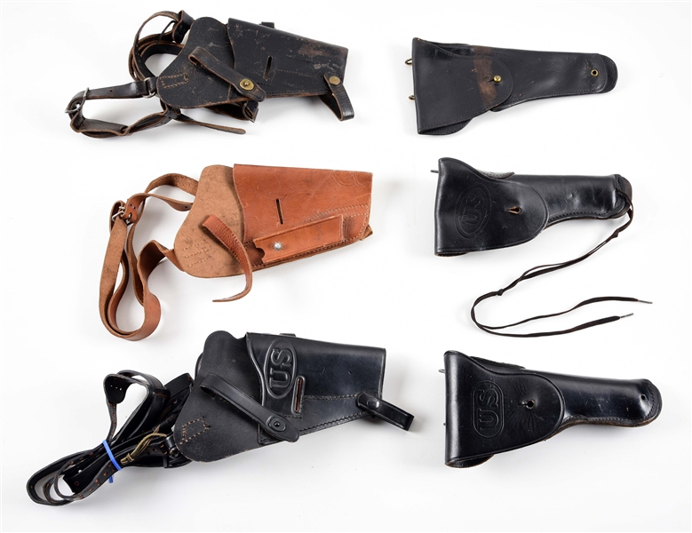 LOT OF 6: US WWII AND POST-WWII MILITARY AND CIVILIAN M1911 HOLSTERS.