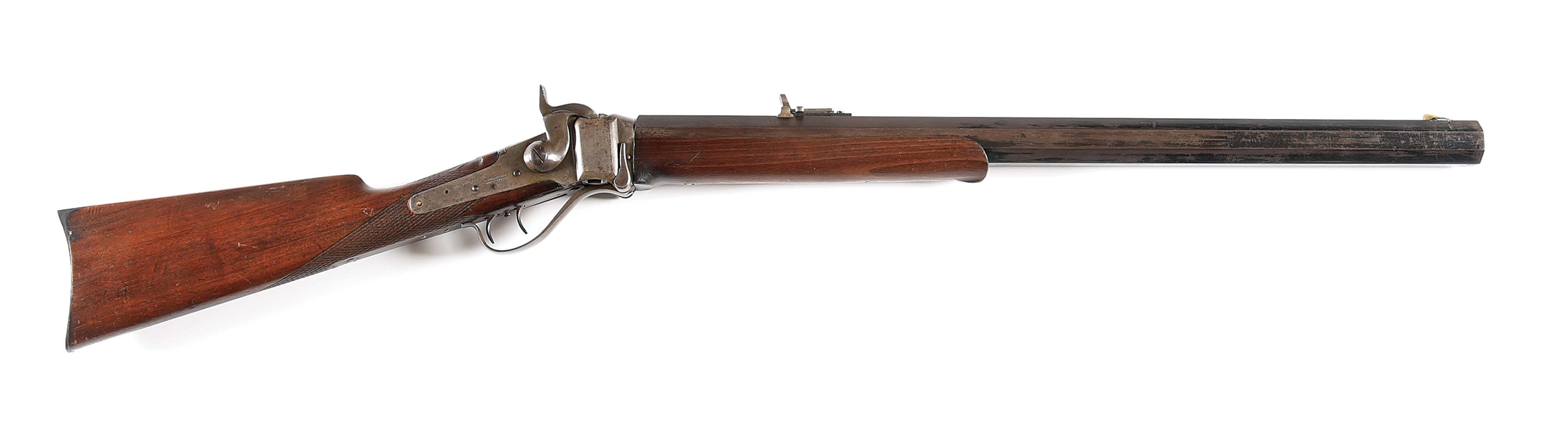 (A) SHARPS MODEL 1874 HEAVY BARREL SINGLE SHOT TARGET RIFLE.