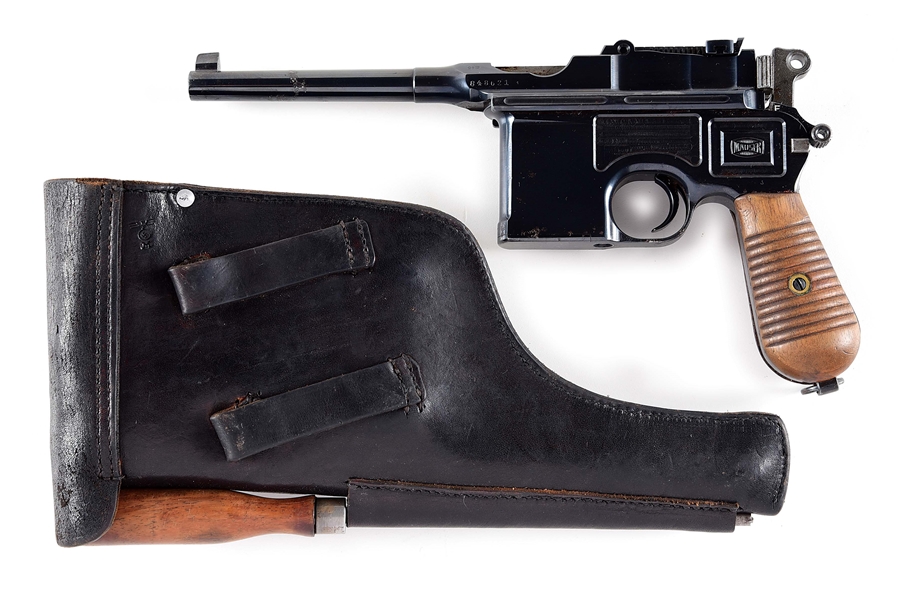 (C) MAUSER C96 SEMI-AUTOMATIC PISTOL WITH KRIEGSMARINE MARKED LEATHER HOLSTER