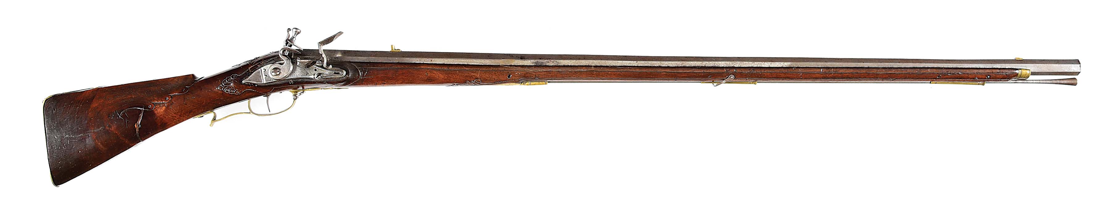 (A) EARLY FRENCH FLINTLOCK RIFLE SIGNED DAVID DIVORNE.