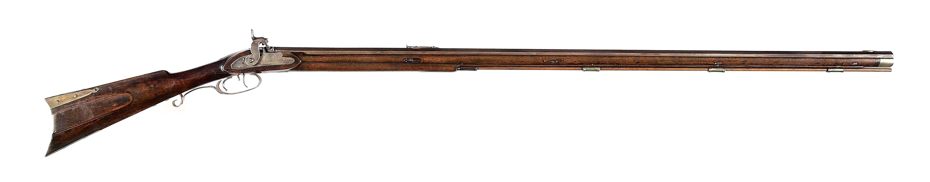 (A) IRON MOUNTED SOUTHERN FLINTLOCK KENTUCKY RIFLE.