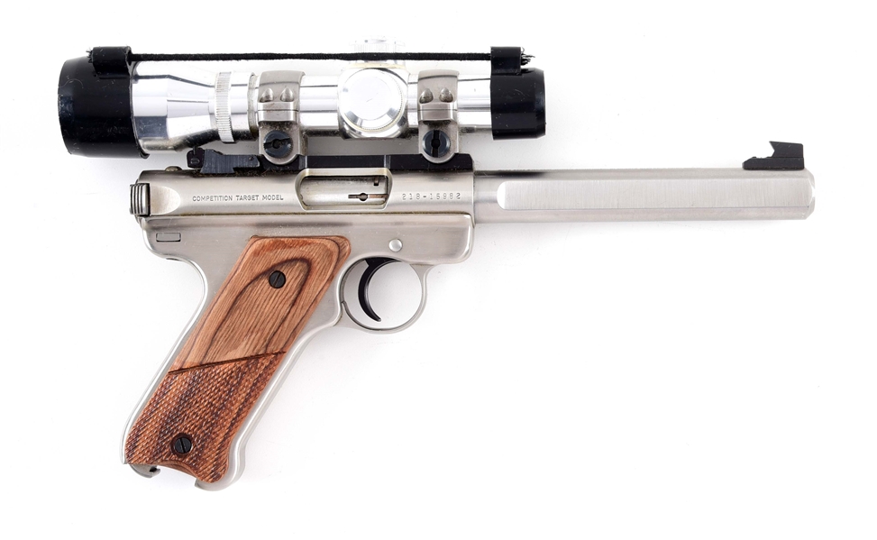 (M) RUGER MARK II COMPETITON TARGET MODEL PISTOL WITH SCOPE.