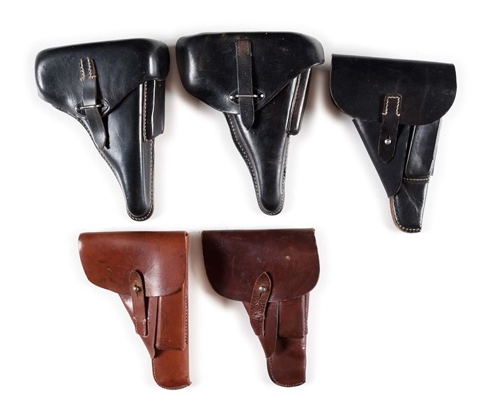 LOT OF 5: GERMAN WWII P-38 AND HI-POWER HOLSTERS.